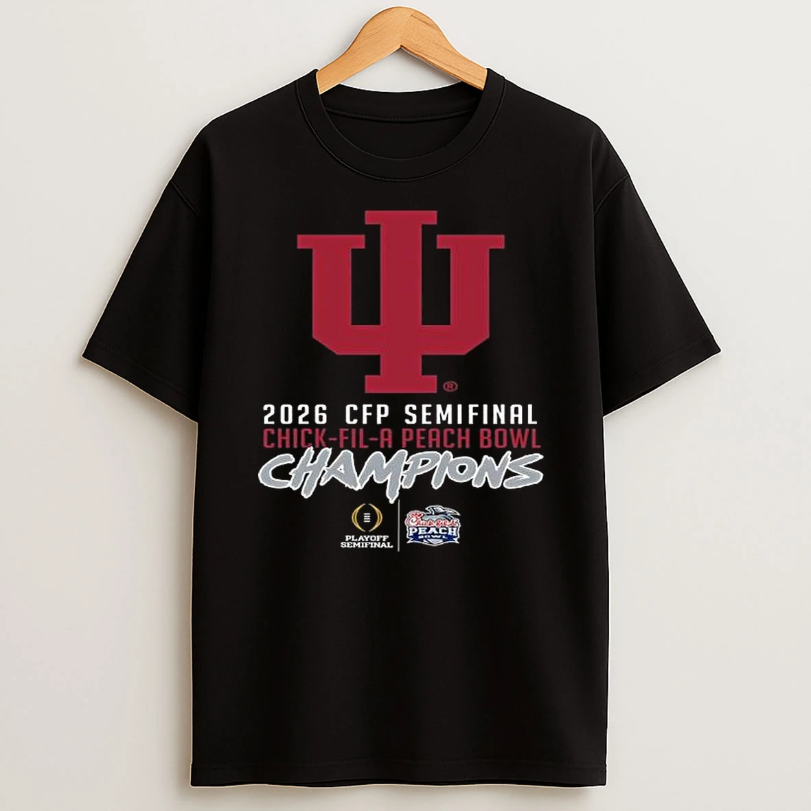 Indiana Hoosiers 2026 Cfp Semifinal Chick Fil A Peach Bowl Champions T Shirt