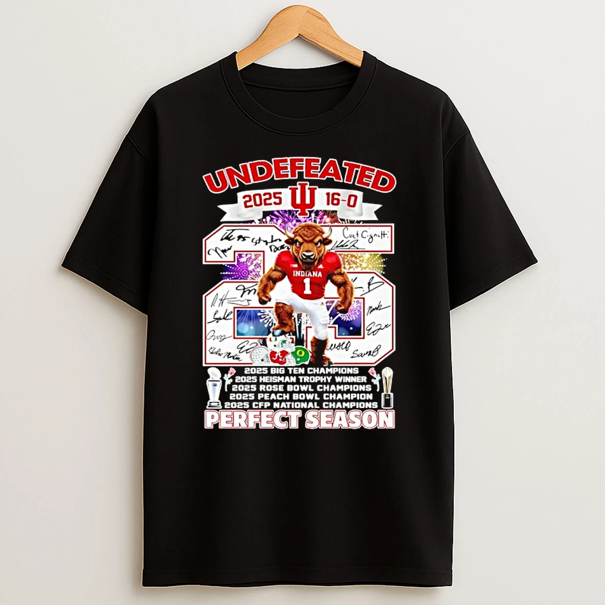 Indiana Hoosiers 2026 Football Undefeated 16 0 Perfect Season National Champs T Shirt