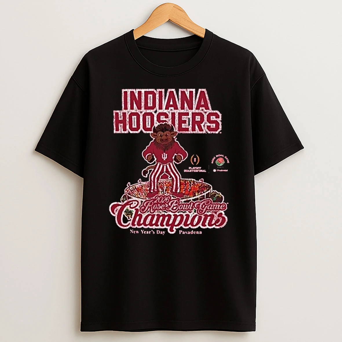Indiana Hoosiers 2026 Rose Bowl Champions Bison Mascot New Years Day Pasadena T Shirt