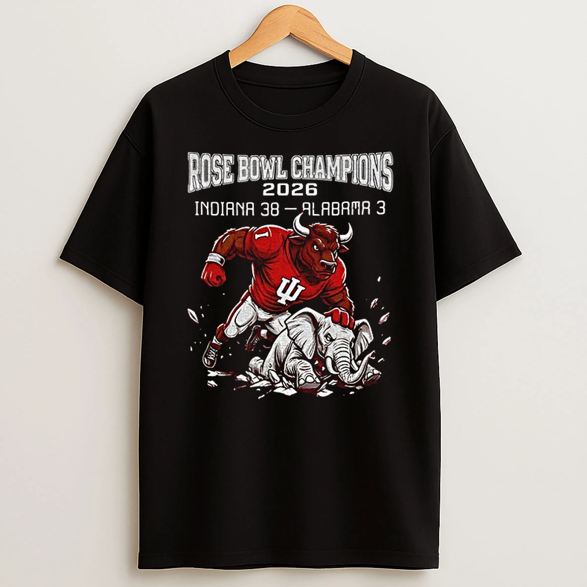 Indiana Hoosiers 2026 Rose Bowl Champions Go Big Red Mascot T Shirt