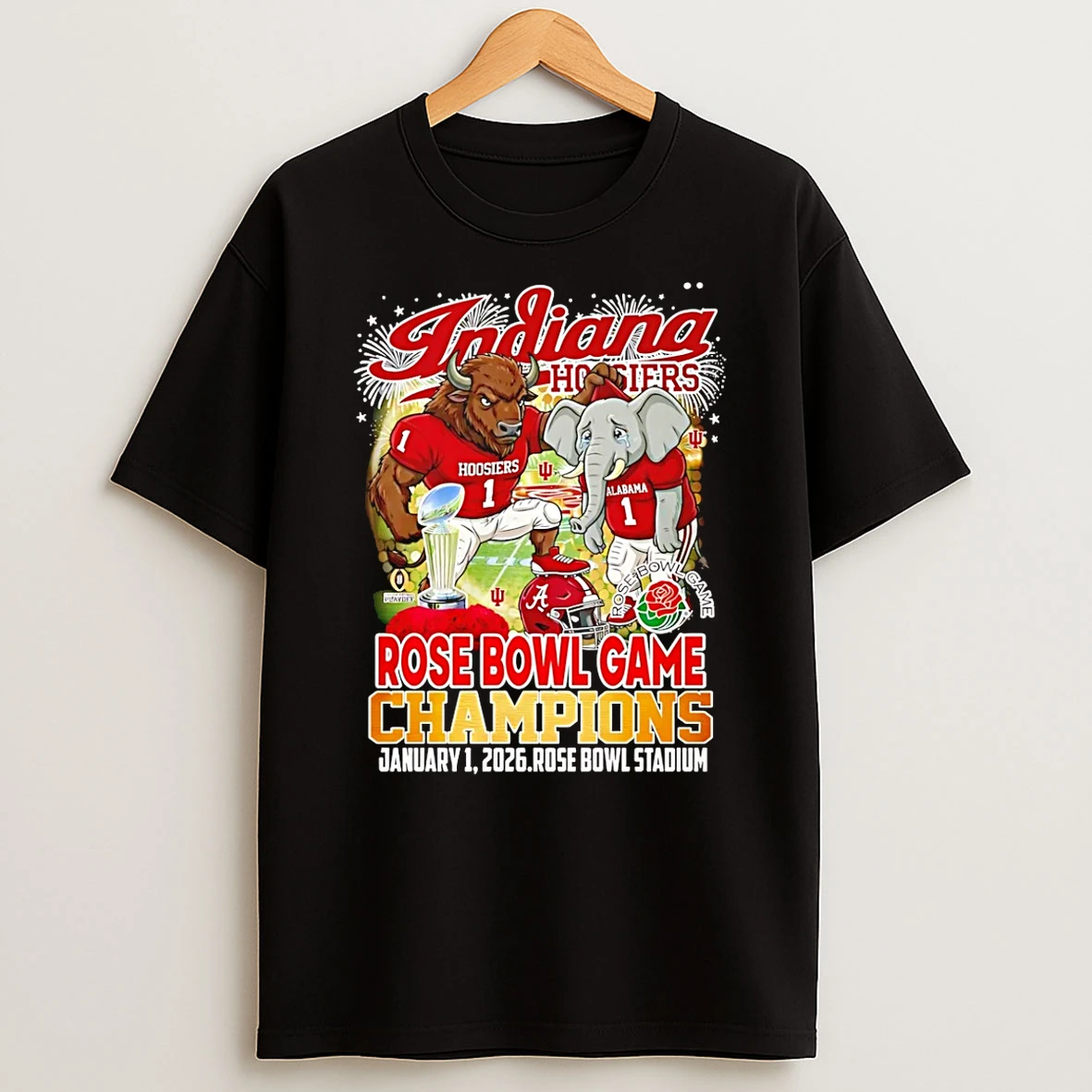 Indiana Hoosiers 2026 Rose Bowl Champions Mascot T Shirt