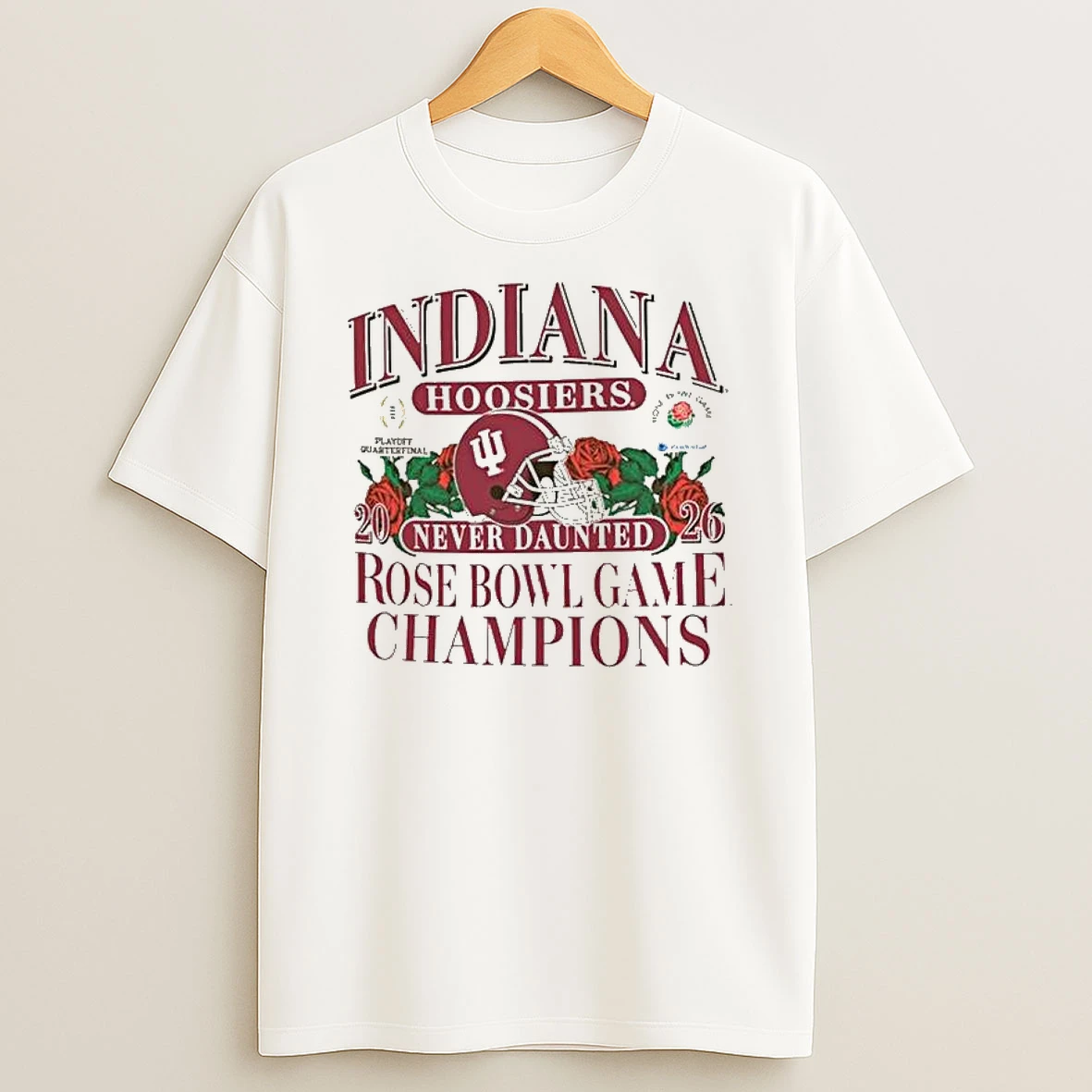 Indiana Hoosiers 2026 Rose Bowl Game Champions Never Daunted Helmet T Shirt