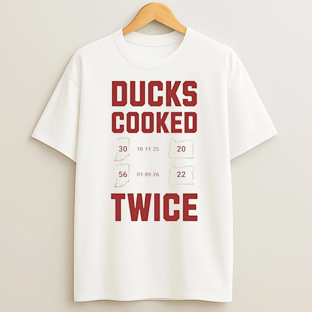 Indiana Hoosiers Beat Oregon Ducks Victory Ducks Cooked Twice T Shirt