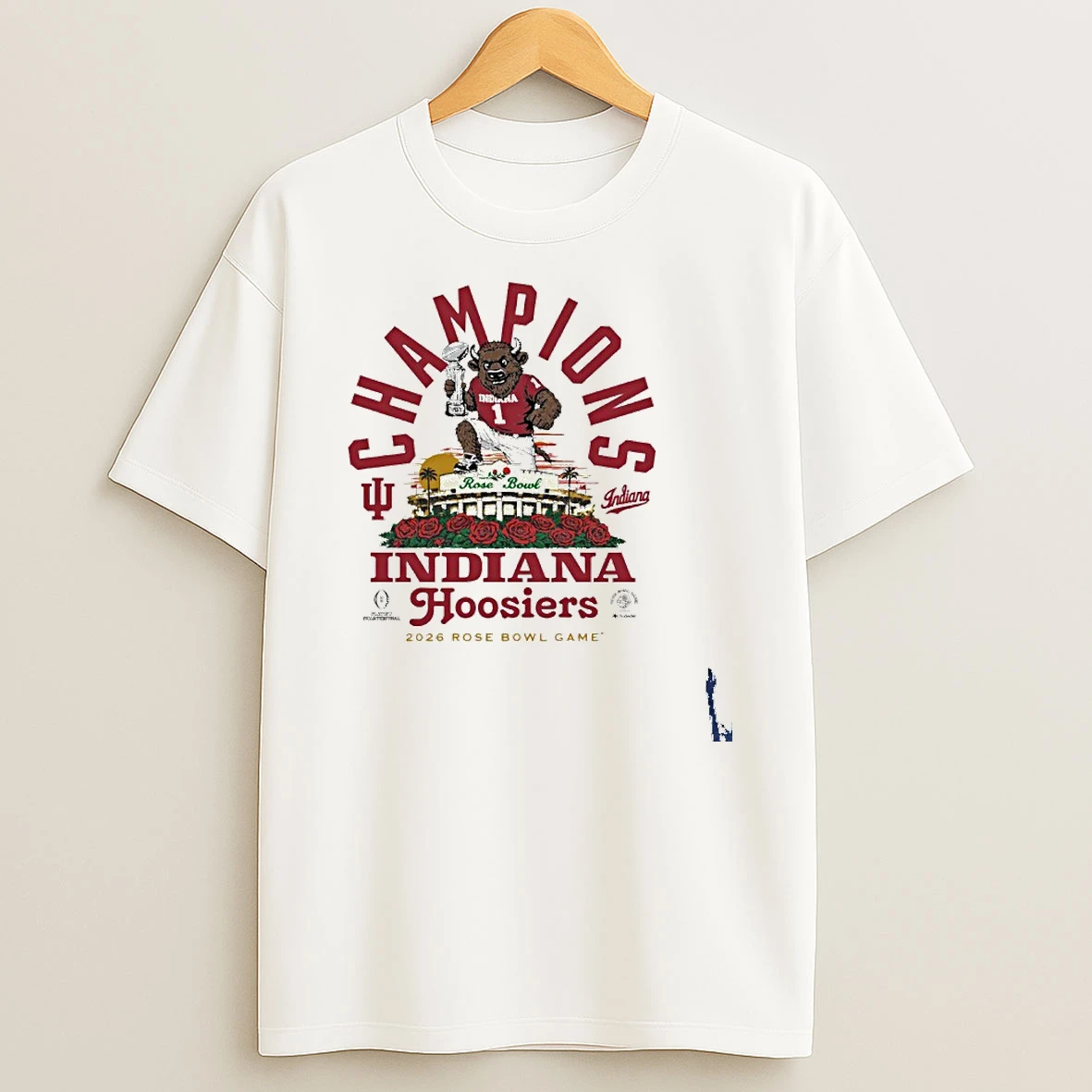 Indiana Hoosiers Bison Mascot Rose Bowl Champions T Shirt