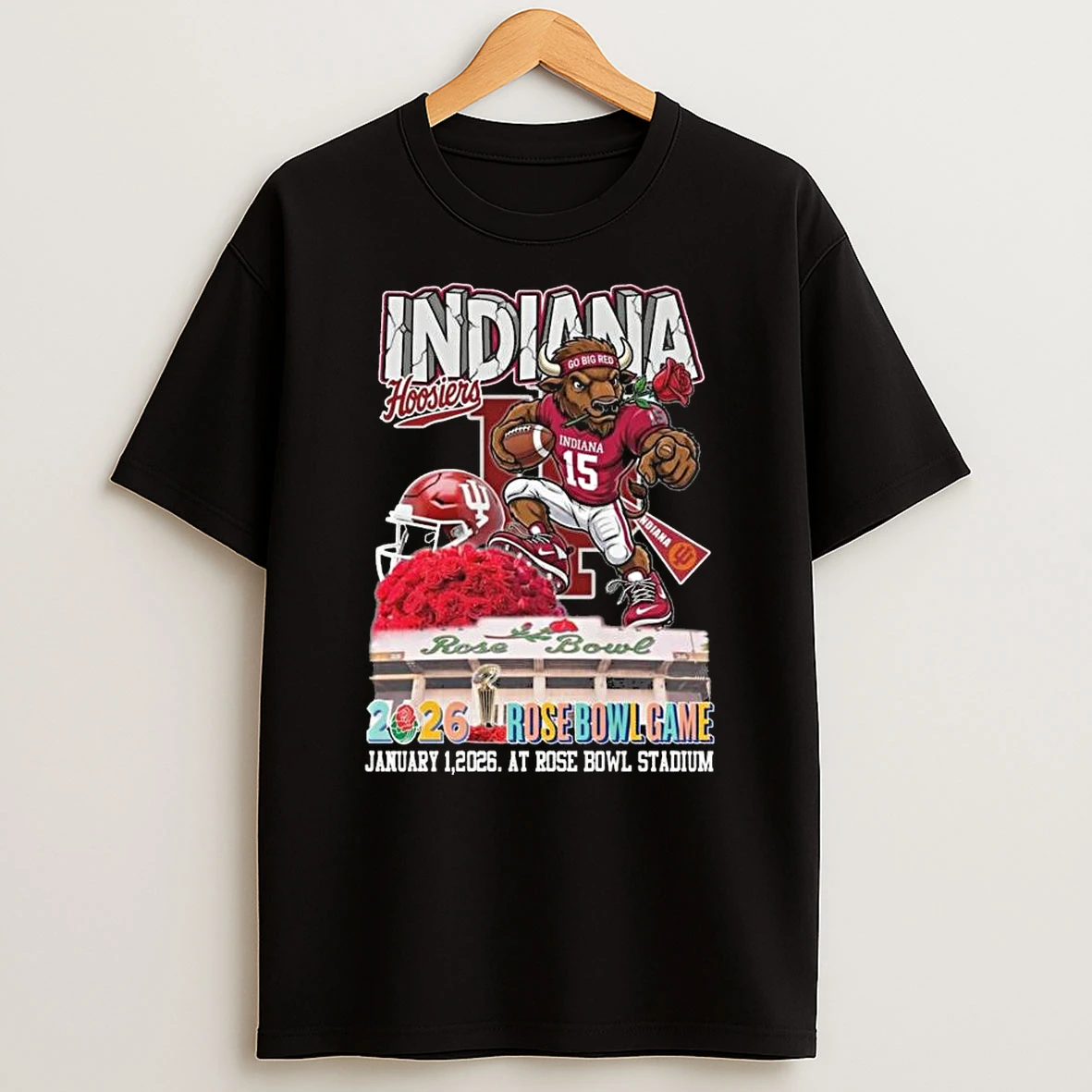 Indiana Hoosiers Bison Mascot Rose Bowl Game Jan 1 2026 At Rose Bowl Stadium T Shirt