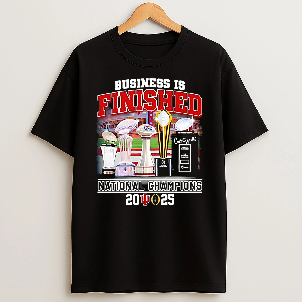Indiana Hoosiers Business Is Finished 2026 Cfp National Champions Trophies T Shirt