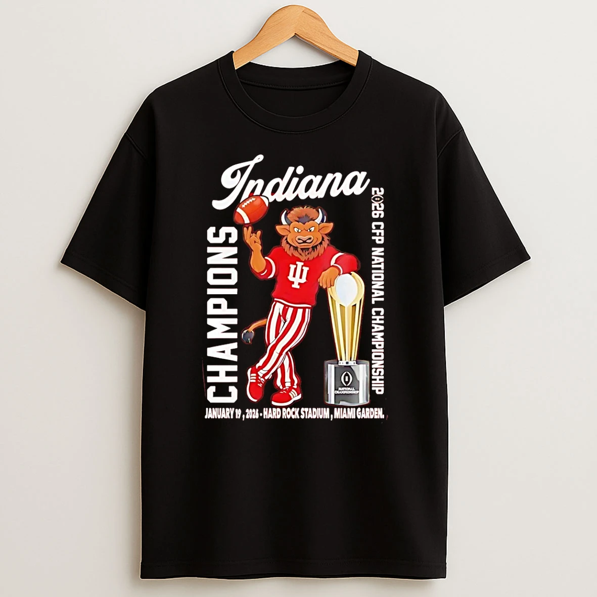 Indiana Hoosiers Cfp National Champions 2026 First Time Mascot T Shirt