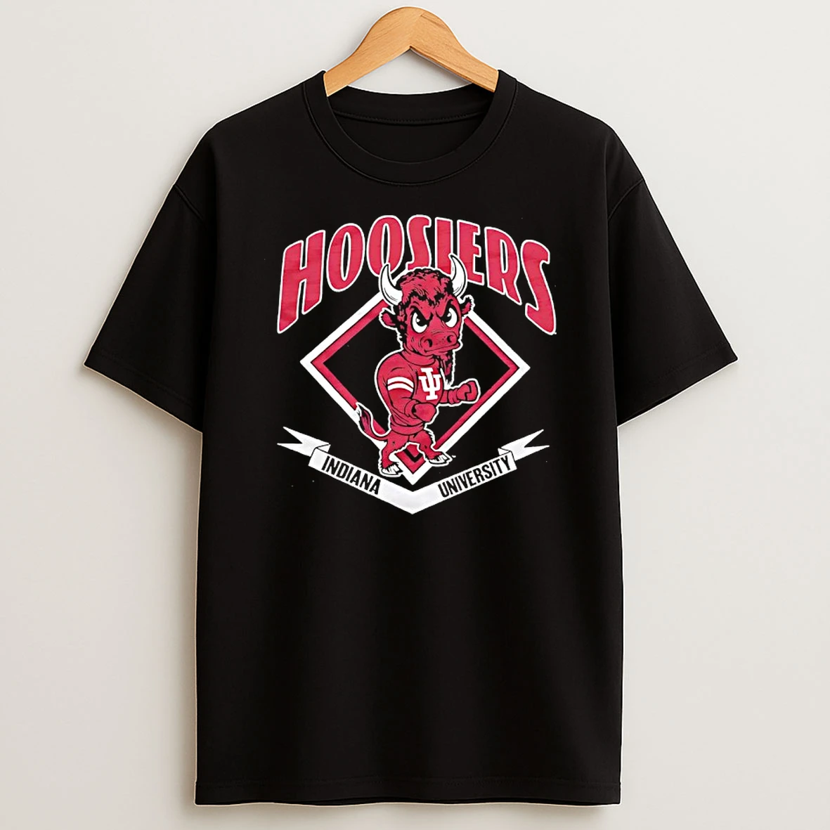 Indiana Hoosiers Charcoal Diamond Mascot T Shirt