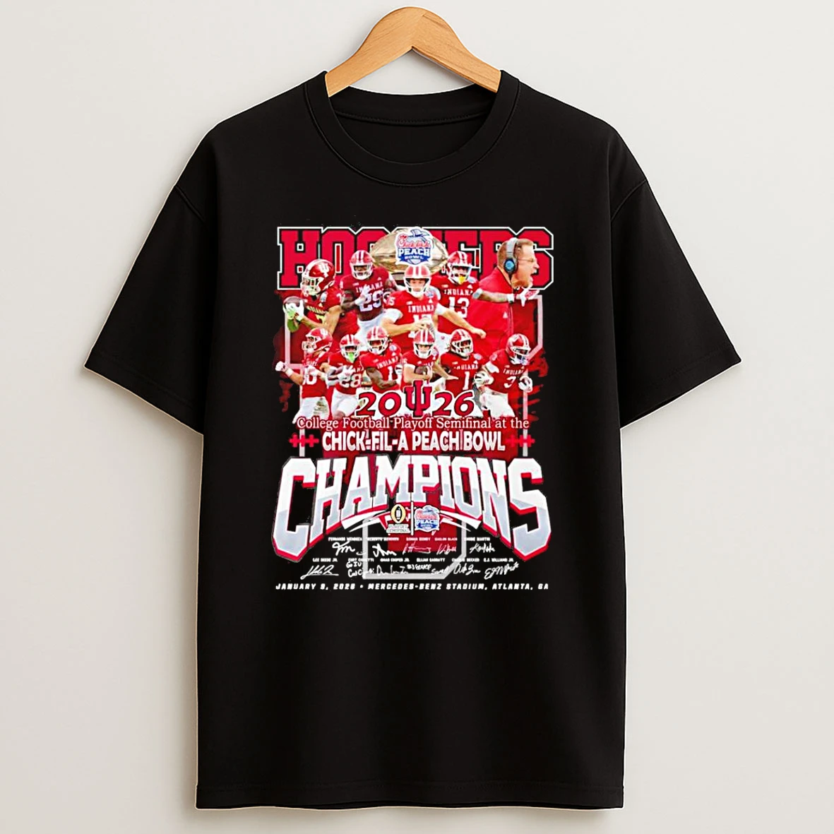 Indiana Hoosiers Chick Fil A Peach Bowl Champions 2026 City Skyline T Shirt
