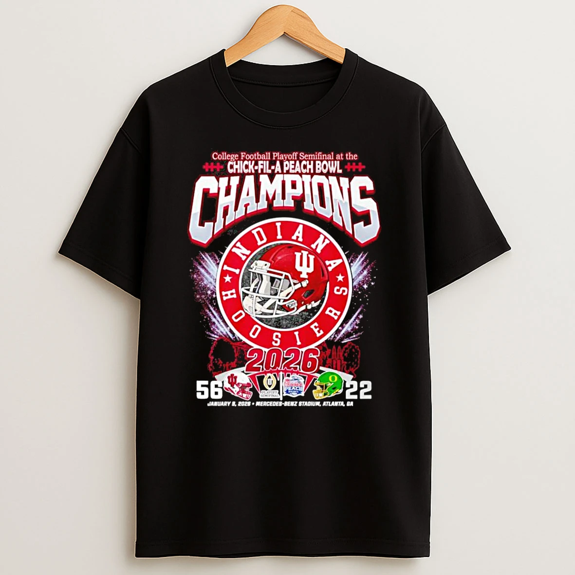 Indiana Hoosiers Chick Fil A Peach Bowl Champions 2026 Helmet T Shirt