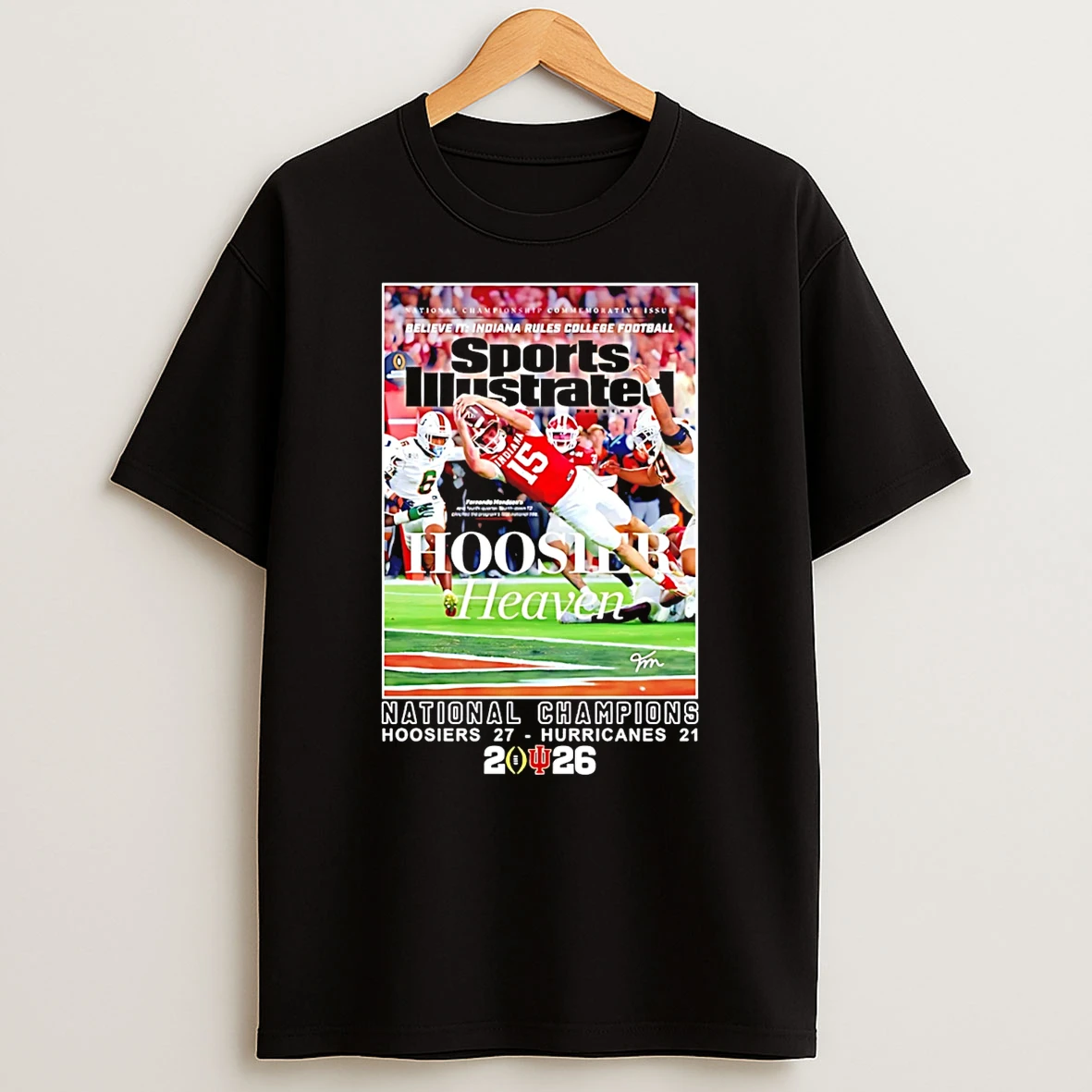 Indiana Hoosiers Fernando Mendoza Sports Illustrated National Champions 2026 T Shirt