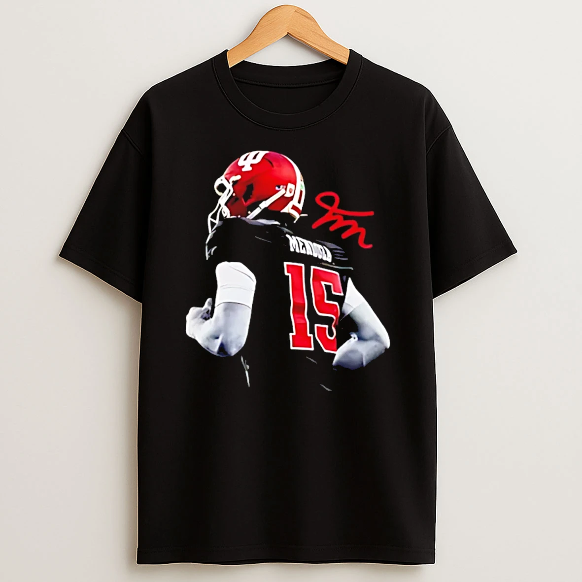 Indiana Hoosiers Fernando Mendoza Behind Signature T Shirt