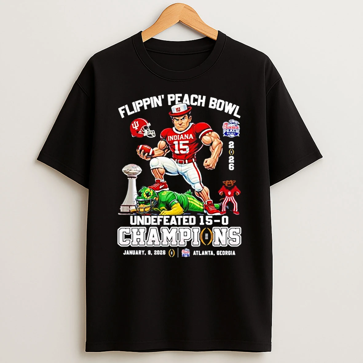 Indiana Hoosiers Flippin Peach Bowl Champions 2026 Undefeated 15 0 T Shirt