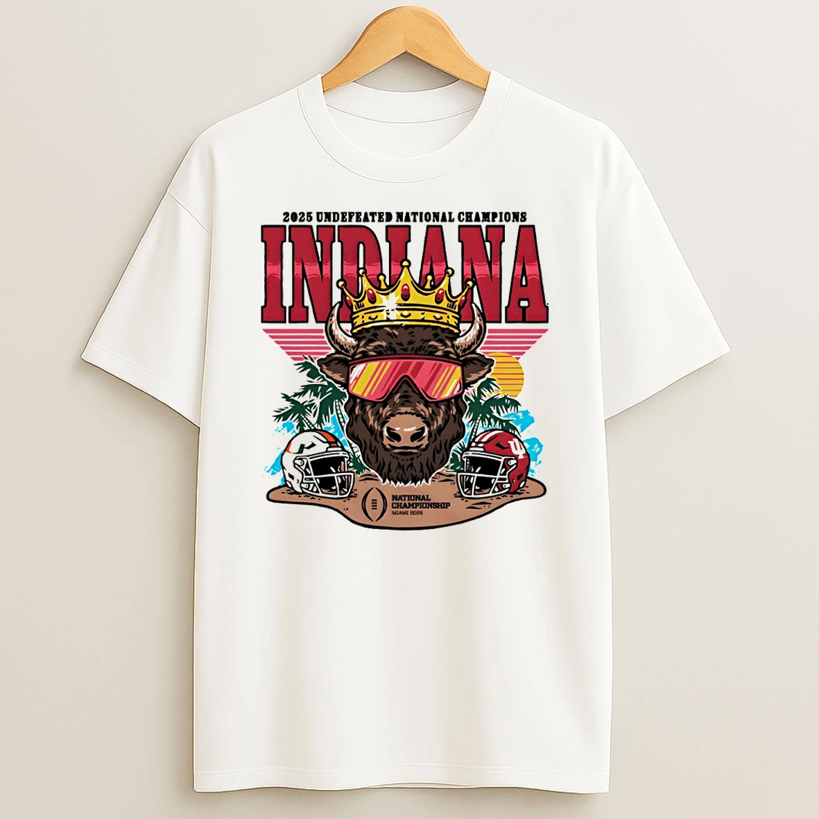 Indiana Hoosiers Football 2025 Cfp Undefeated National Champs Bison Crown T Shirt