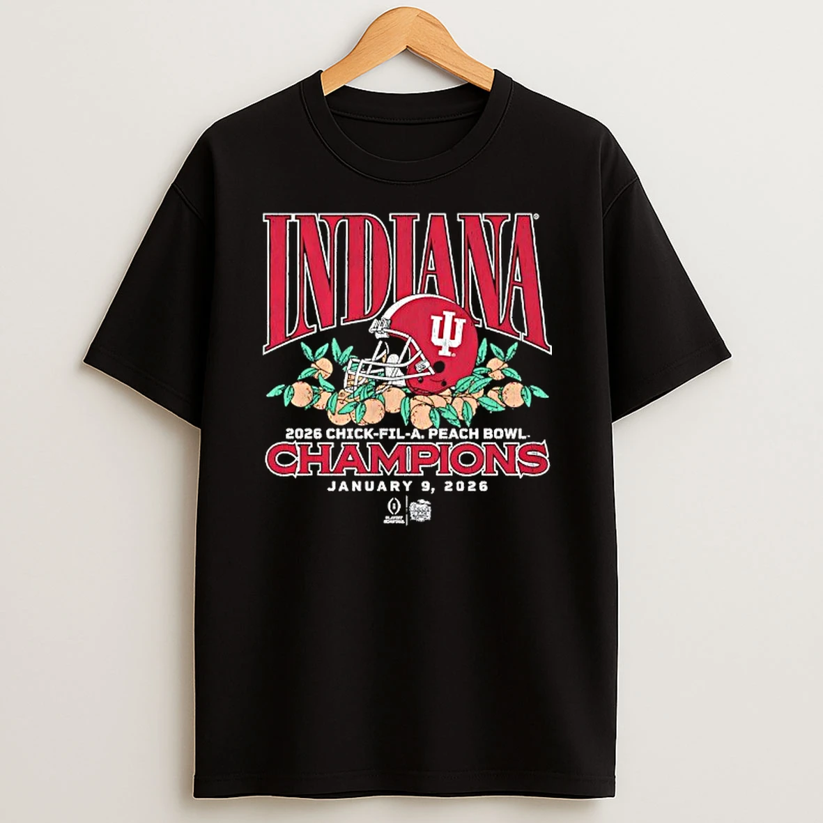 Indiana Hoosiers Football 2026 Cfp Chick Fil A Peach Bowl Champions Helmet Vintage T Shirt