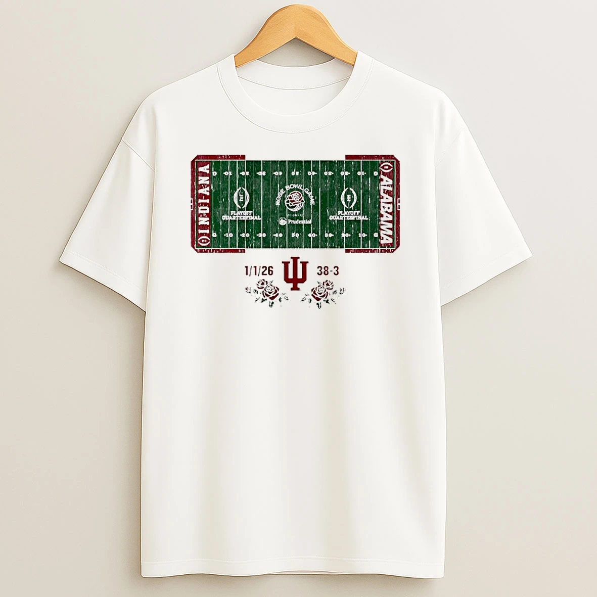 Indiana Hoosiers Football 2026 Cfp Rose Bowl Champions Field 38 3 Circle T Shirt