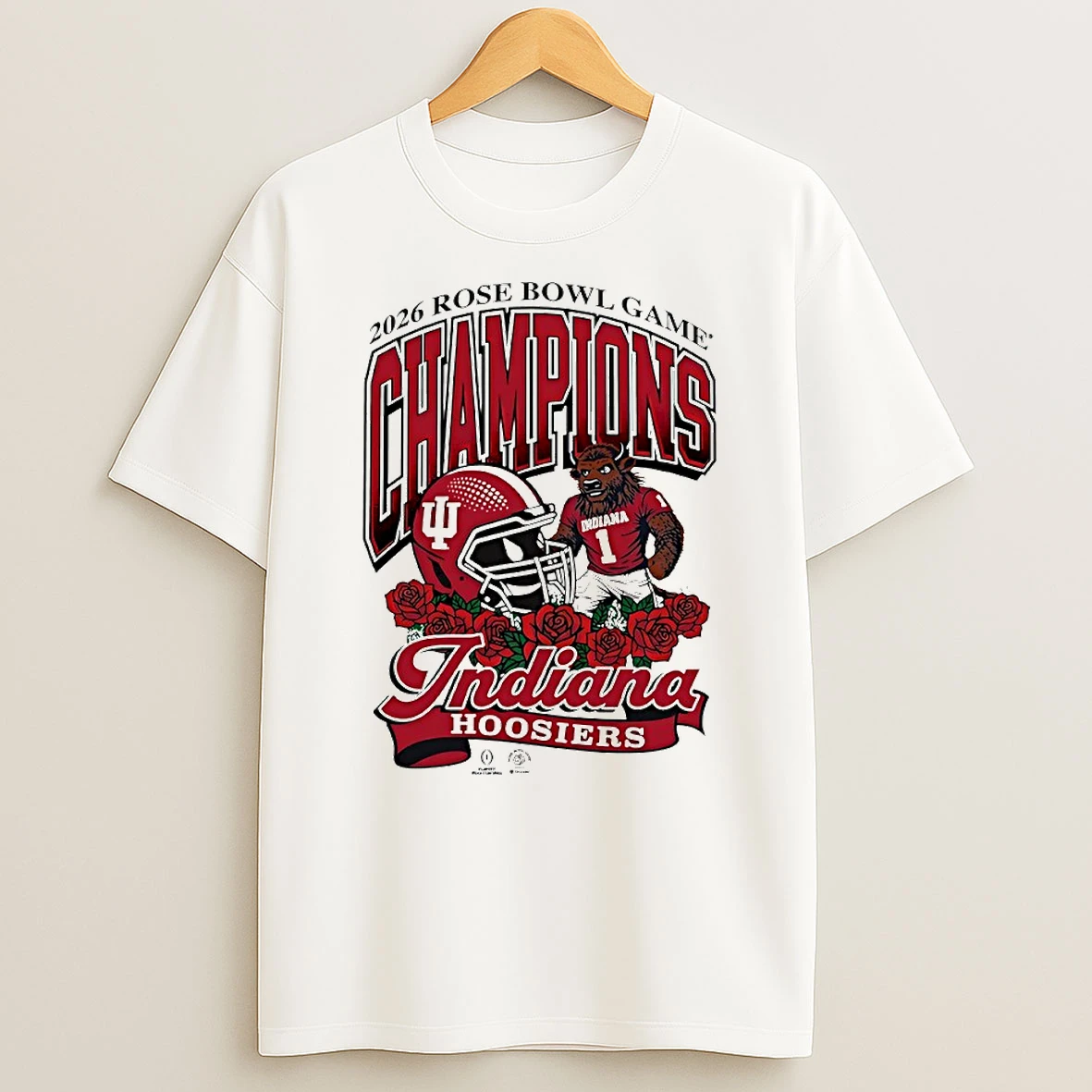Indiana Hoosiers Football 2026 Rose Bowl Champions Mascot Helmet Circle T Shirt