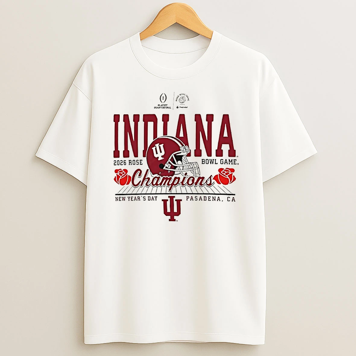 Indiana Hoosiers Football 2026 Rose Bowl Game Champions New Years Day Helmet Circle T Shirt