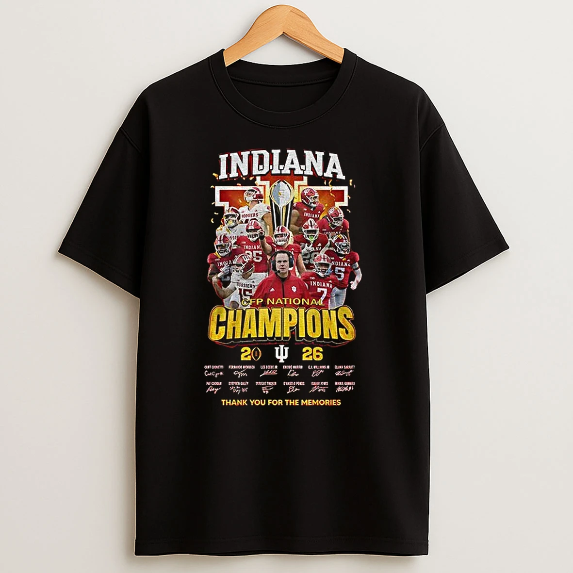 Indiana Hoosiers Football Cfp National Champions 2026 Thank You For The Memories Signatures T Shirt