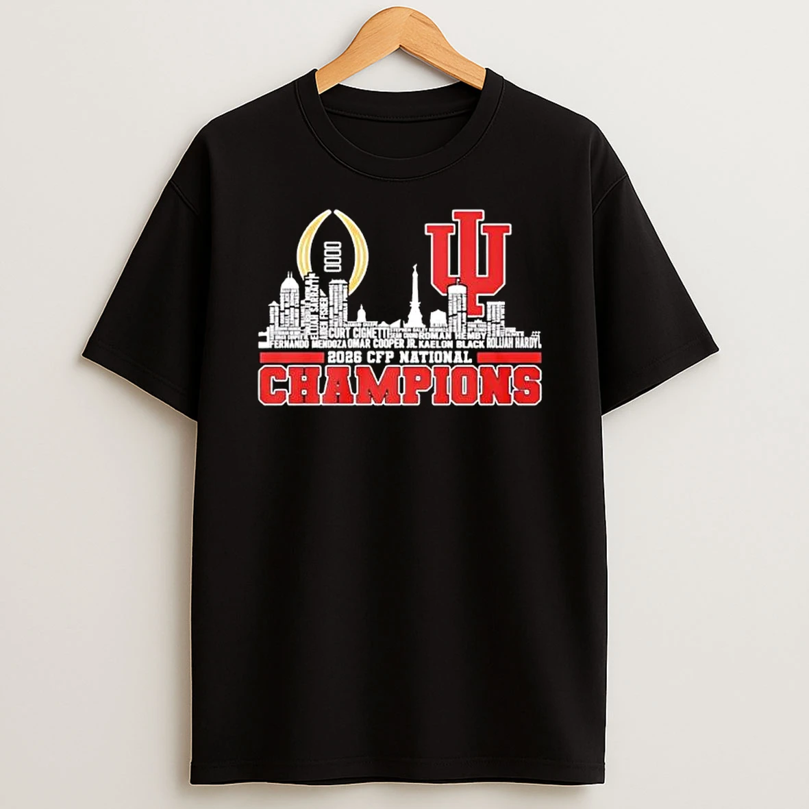 Indiana Hoosiers Football Cfp National Champions Name Players City Skyline Shape 2026 T Shirt