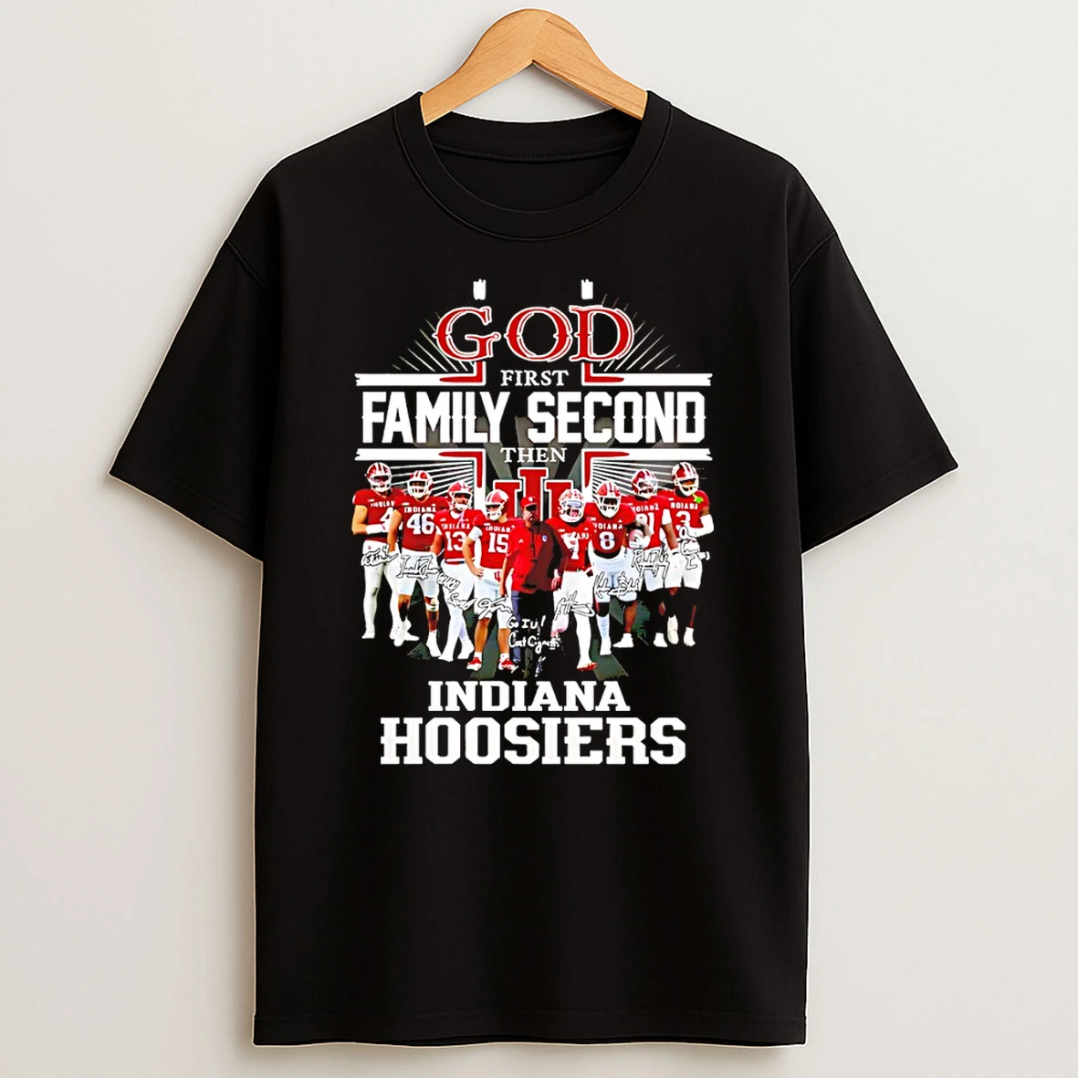 Indiana Hoosiers Football God First Family Second Then Hoosiers Signature T Shirt