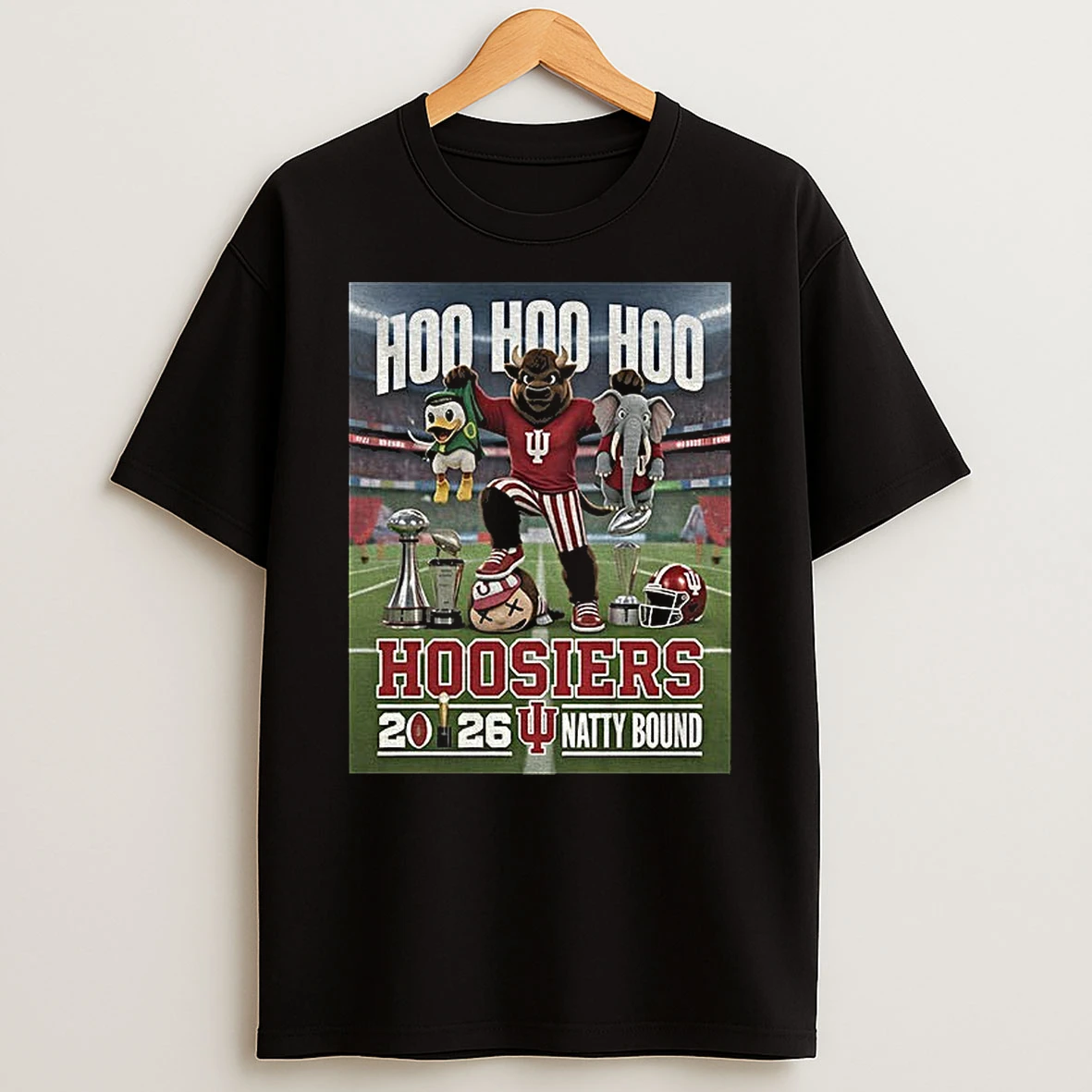 Indiana Hoosiers Football Natty Bound Hoo Hoo Hoo 2026 T Shirt