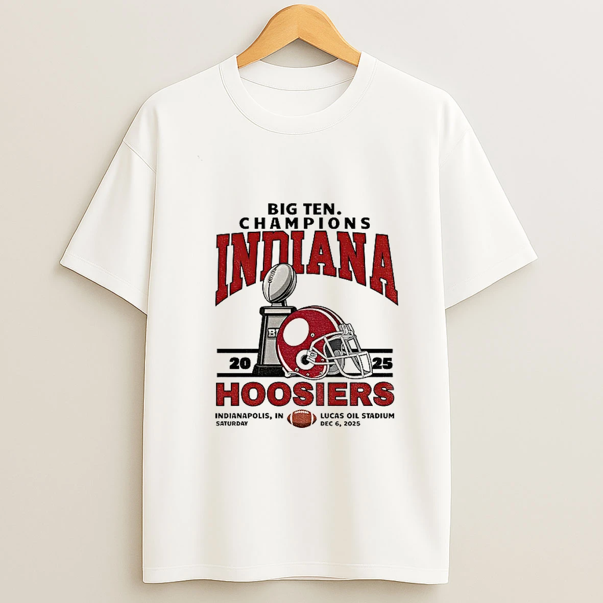 Indiana Hoosiers Football Helmet Big 10 Champions 2025 Indianapolis In Saturday T Shirt