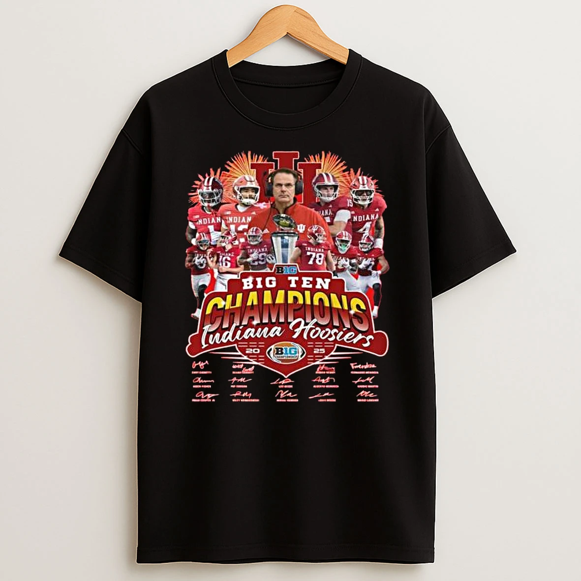 Indiana Hoosiers From Big Ten To Rose Bowl Champions 2025 Signatures T Shirt