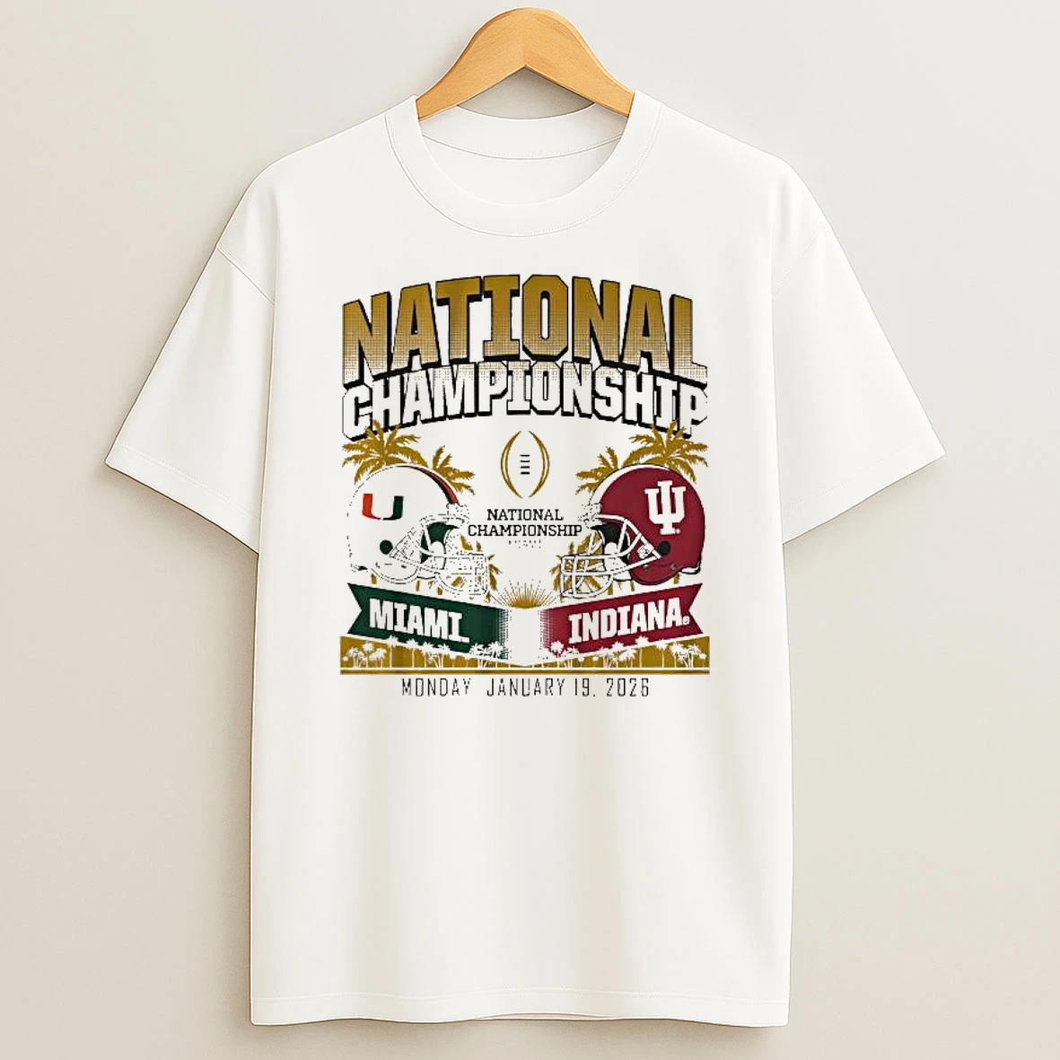 Indiana Hoosiers Miami Hurricanes Cfp National Championship Matchup Monday January 19 2026 T Shirt