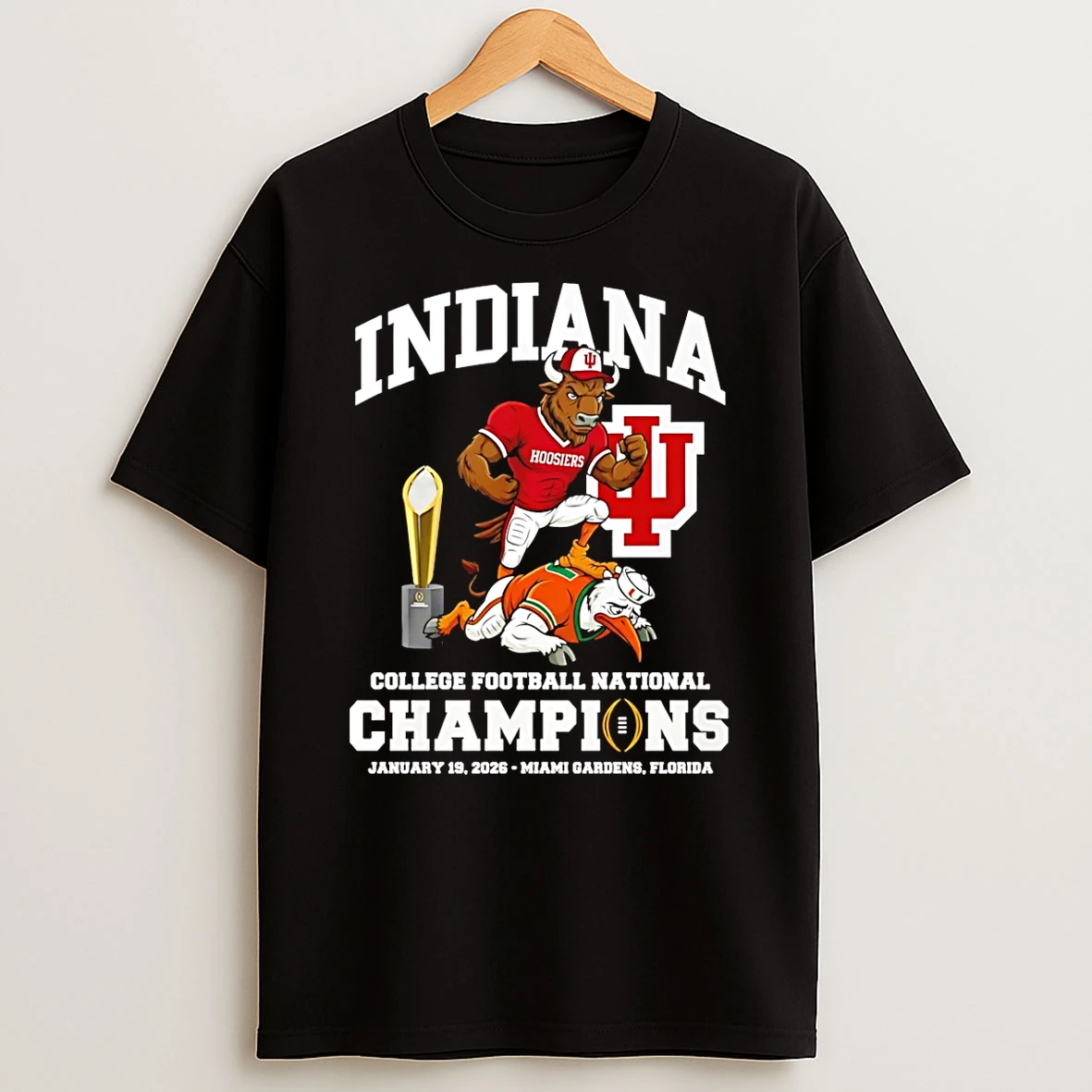 Indiana Hoosiers National Champions 2026 Cfp Beat Miami Mascot T Shirt