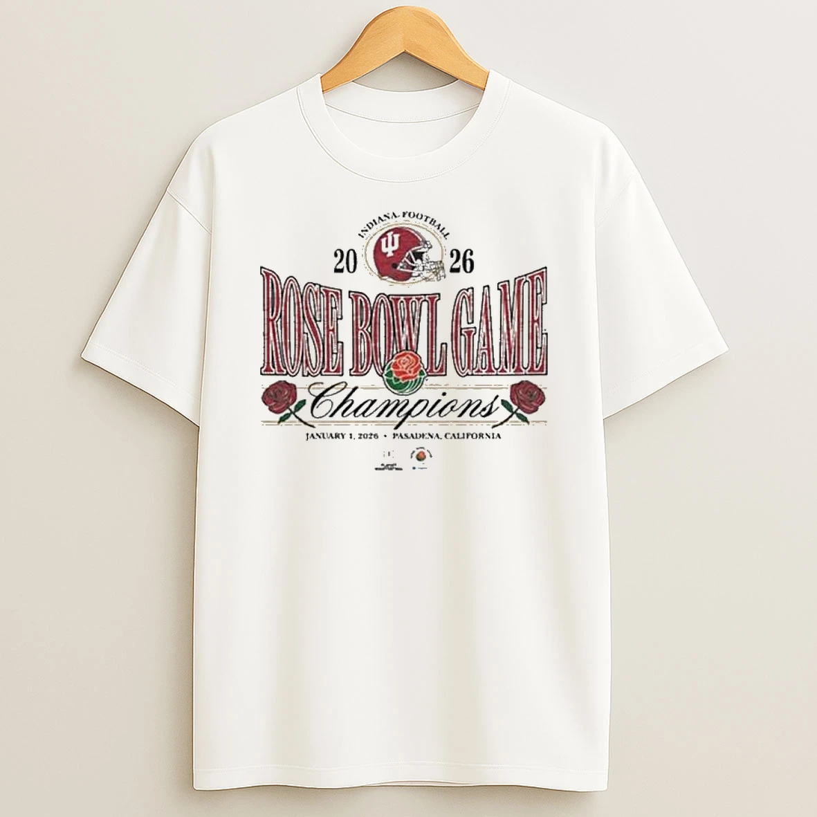Indiana Hoosiers Natural 2026 Rose Bowl Champions T Shirt