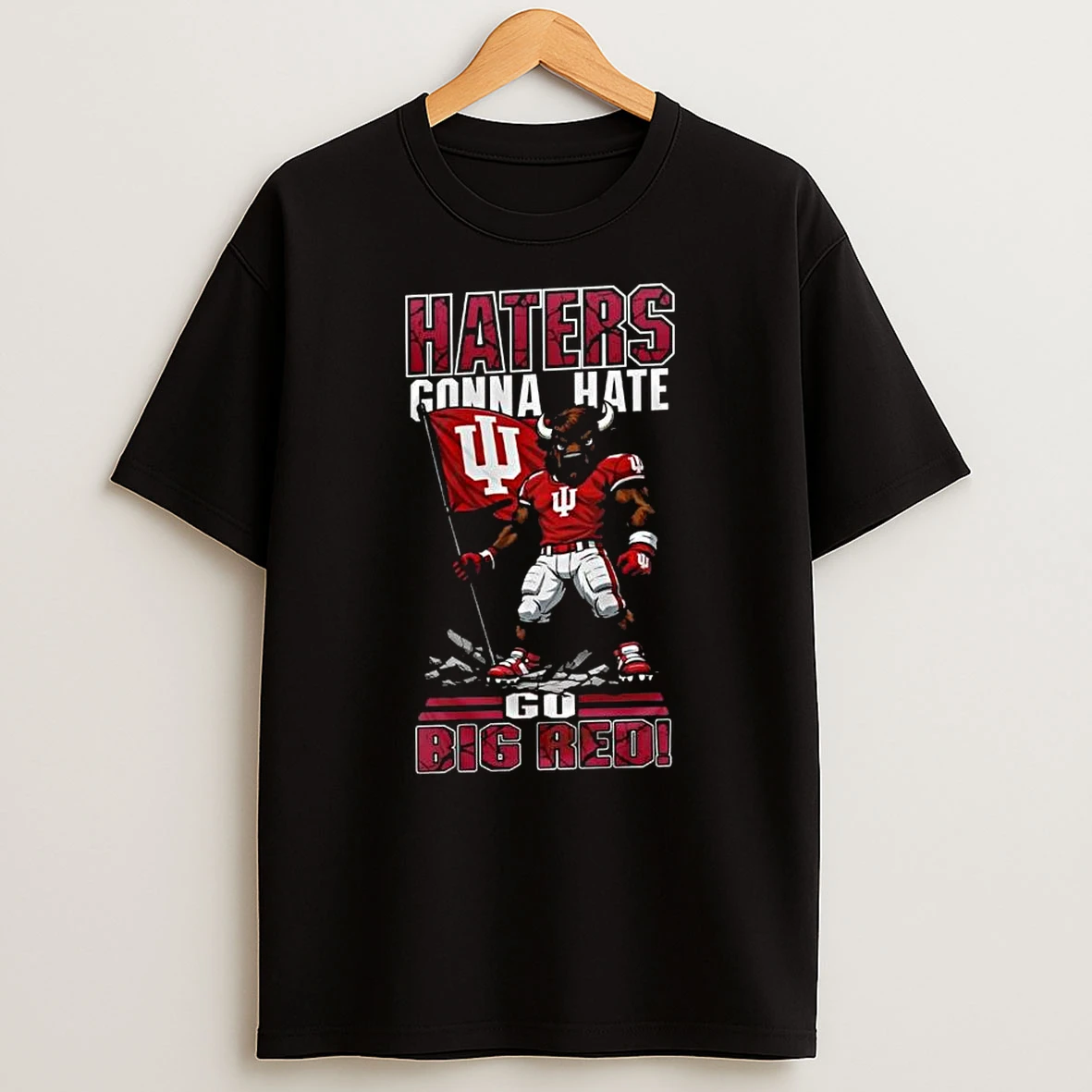 Indiana Hoosiers Ncaa 2026 Rose Bowl Champions Mascot Flag Haters Gonna Hate Go Big Red T Shirt