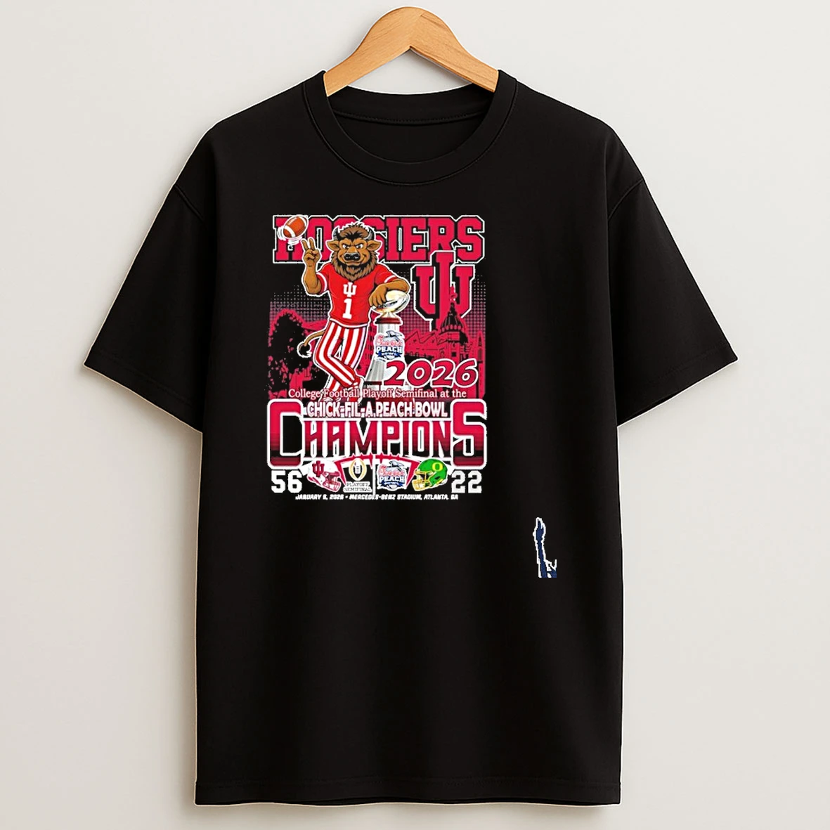 Indiana Hoosiers Peach Bowl Champions 56 22 Oregon Score T Shirt