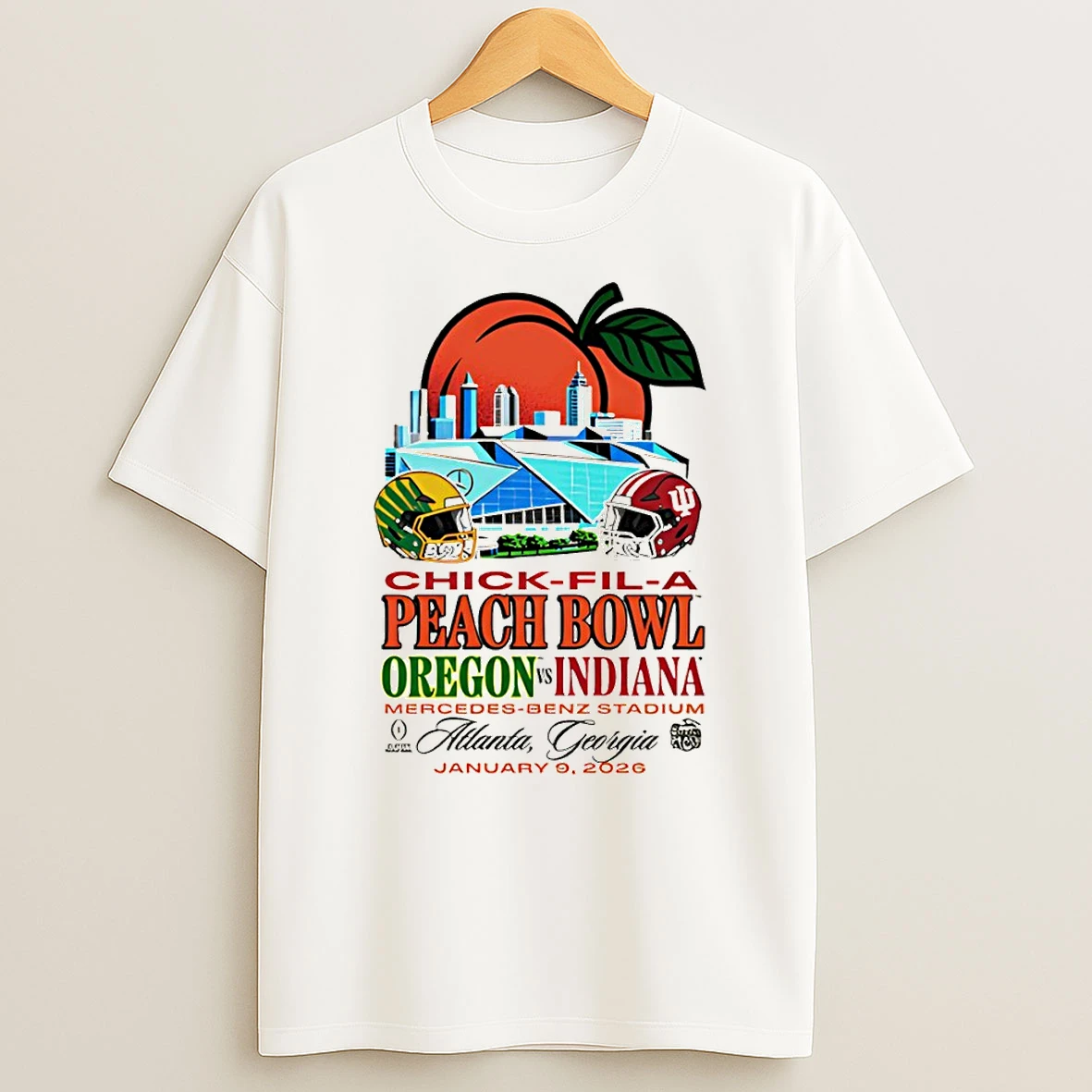 Indiana Hoosiers Peach Bowl Stadium Match Up Oregon Vs Indiana Jan 9 T Shirt