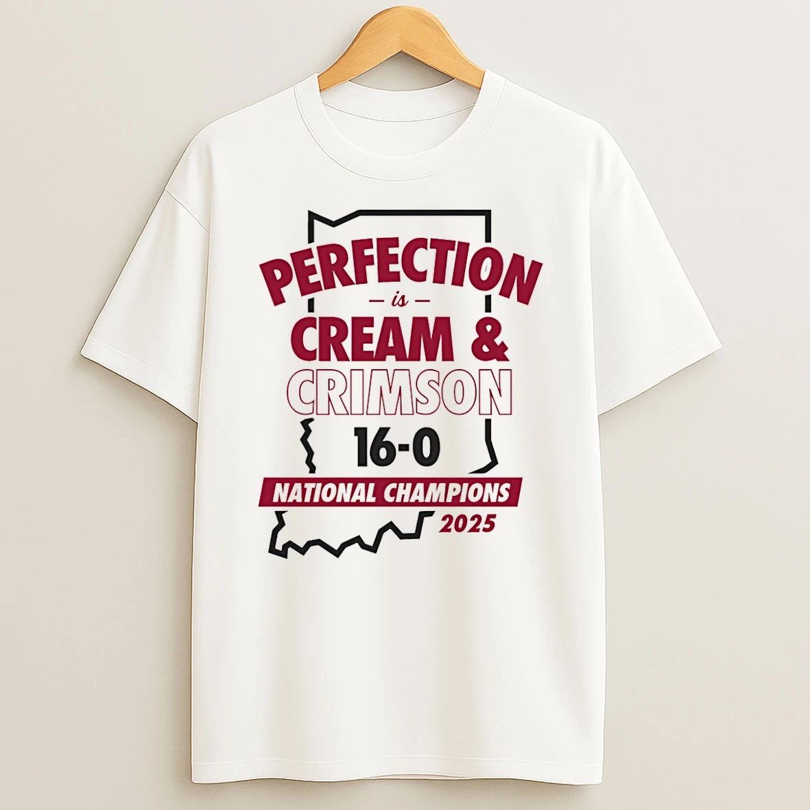 Indiana Hoosiers Perfection Is Cream And Crimson 2025 Cfp National Champs T Shirt