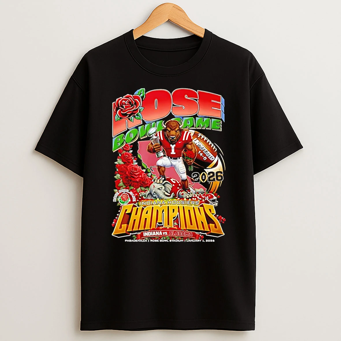 Indiana Hoosiers Rose Bowl Game Champions 2026 Mascot T Shirt