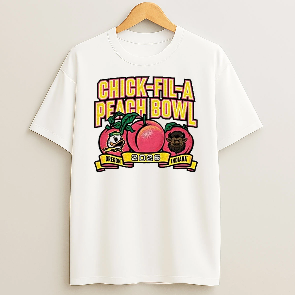 Indiana Hoosiers Vs Oregon Ducks Chick Fil A Peach Bowl 2026 T Shirt