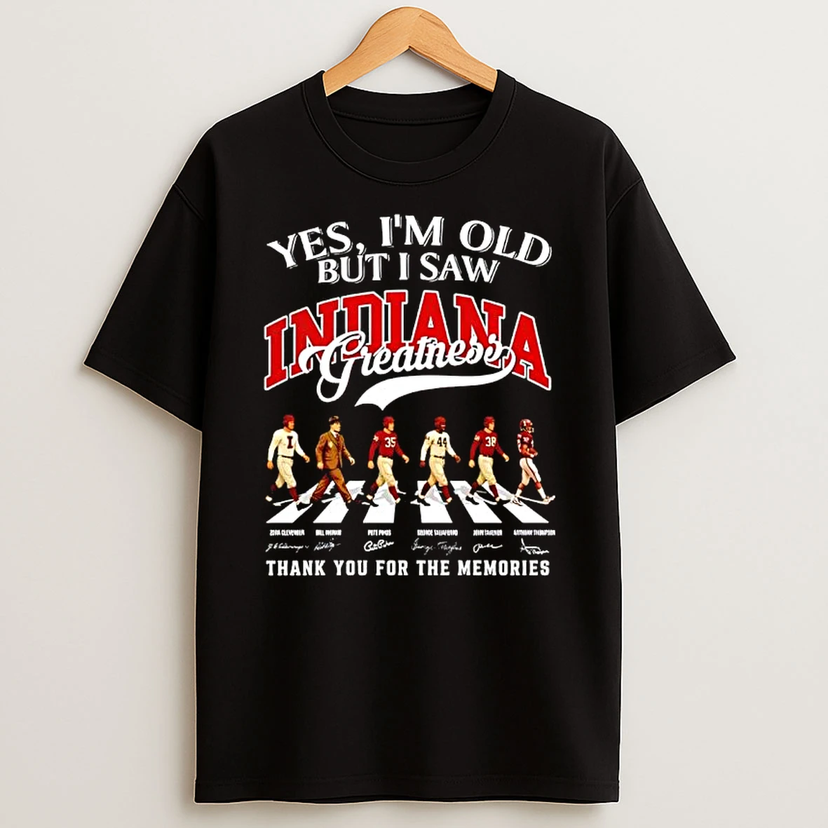 Indiana Hoosiers Yes Im Old But I Saw Greatness Abbey Road Signatures Thank You Memories T Shirt