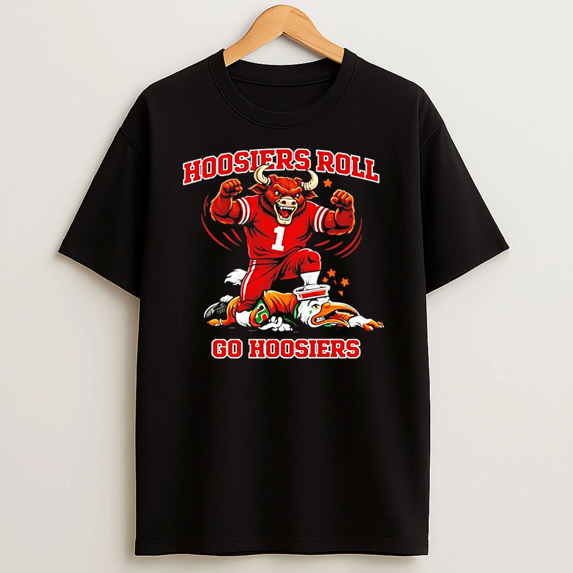Indiana Hoosiers Beat Miami Hurricanes Football Mascot Hoosiers Roll Go Hoosiers T Shirt