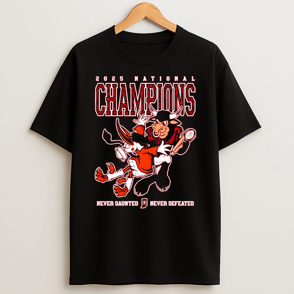 Indiana Hoosiers Beat Miami Hurricanes Never Daunted Never Defeated 2025 Cfp National Champions T Shirt