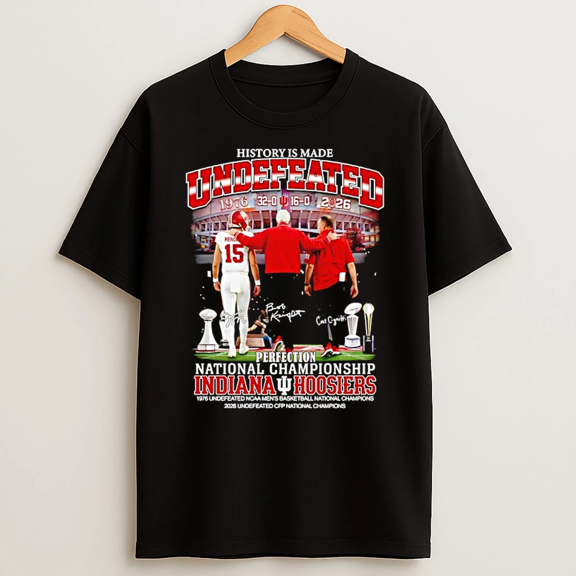 Indiana Hoosiers Coach And Player National Championship 1976 2026 Perfection T Shirt