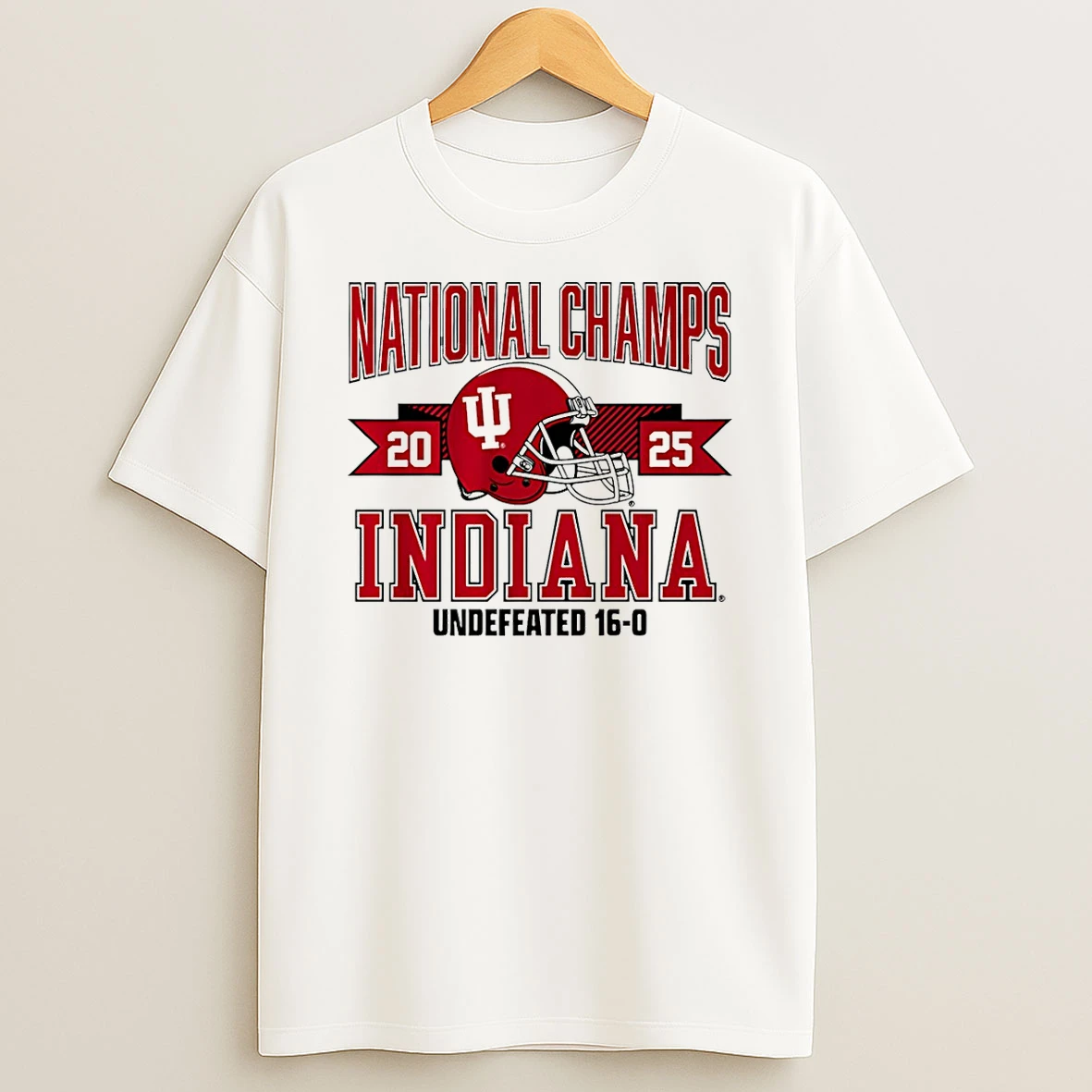 Indiana Hoosiers Football 2025 Cfp National Champions Arched Helmet T Shirt