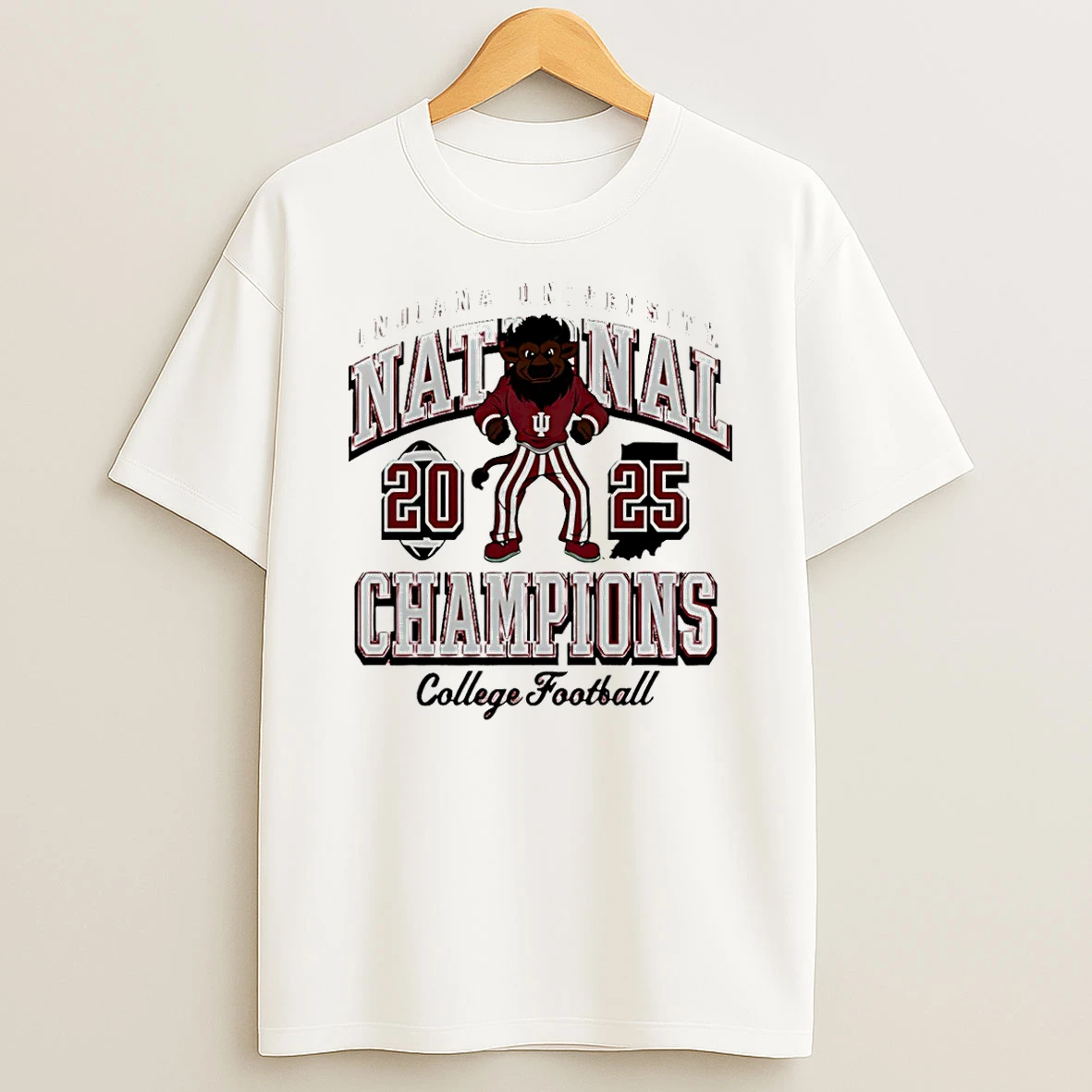 Indiana Hoosiers Football Cfp National Champions 2025 Bevel T Shirt