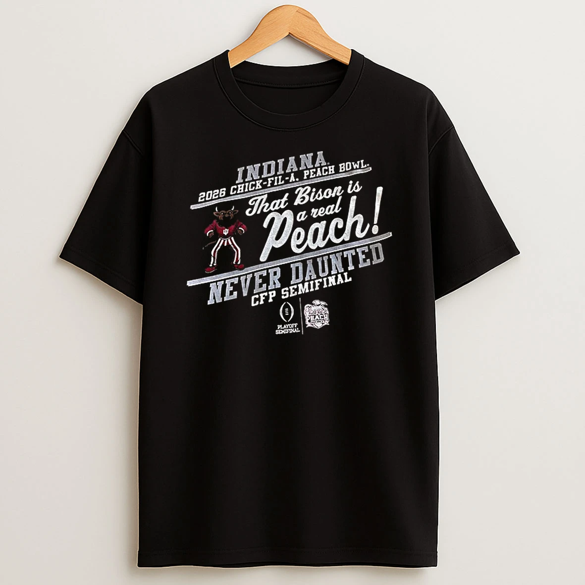 Indiana Hoosiers Football Chick Fil A Peach Bowl 2026 That Bison Is A Real Peach T Shirt