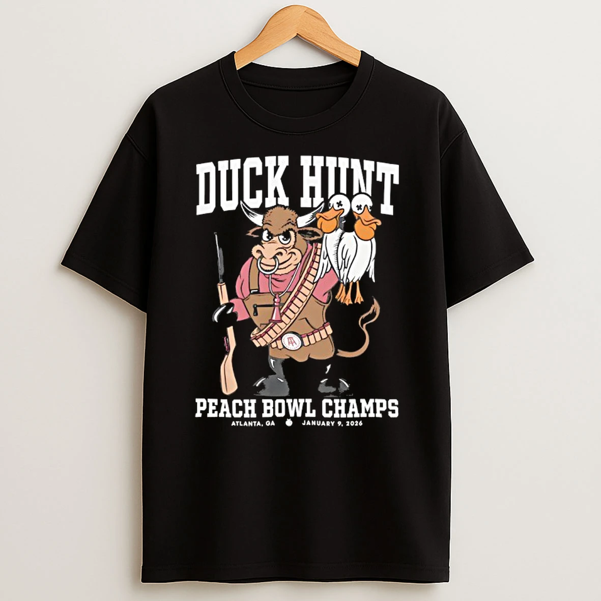 Indiana Hoosiers Hunting Duck Hunt Peach Bowl Champions At Atlanta Ga Jan 9 2026 T Shirt