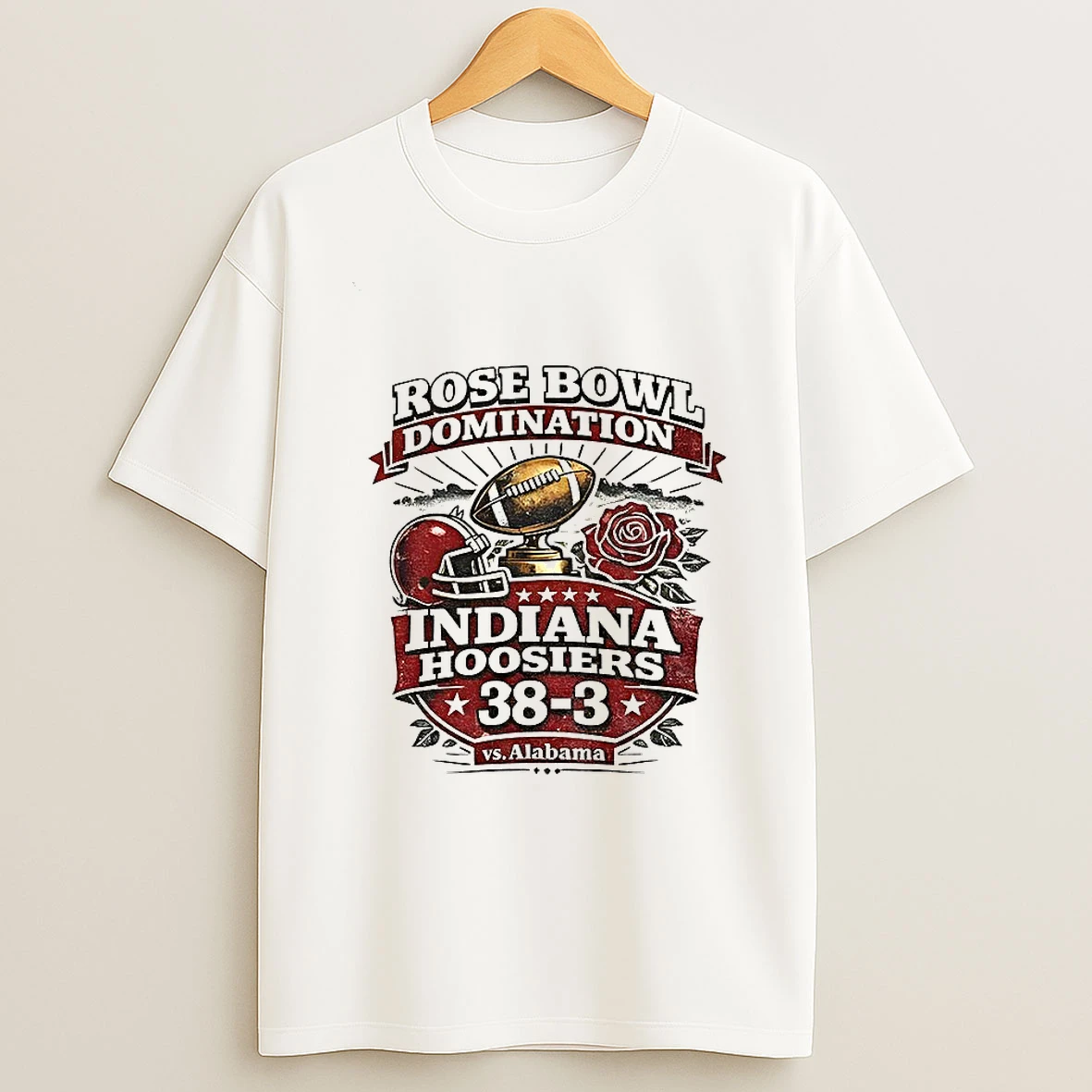Indiana Hoosiers Vs Alabama Crimson Tide 38 3 Football Rose Bowl Domination Vintage T Shirt