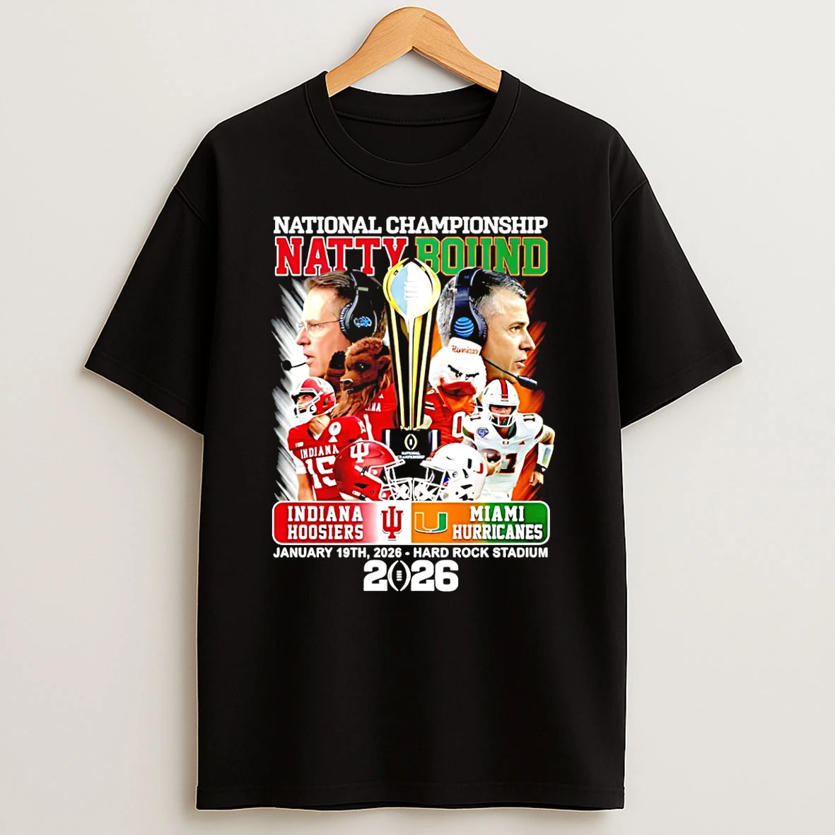 Indiana Hoosiers Vs Miami Hurricanes 2025 National Championship Natty Bound T Shirt