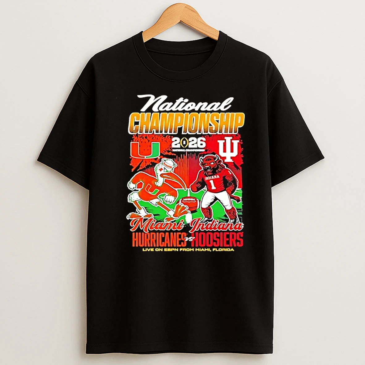 Indiana Hoosiers Vs Miami Hurricanes 2026 Cfp National Championship Game Head To Head T Shirt