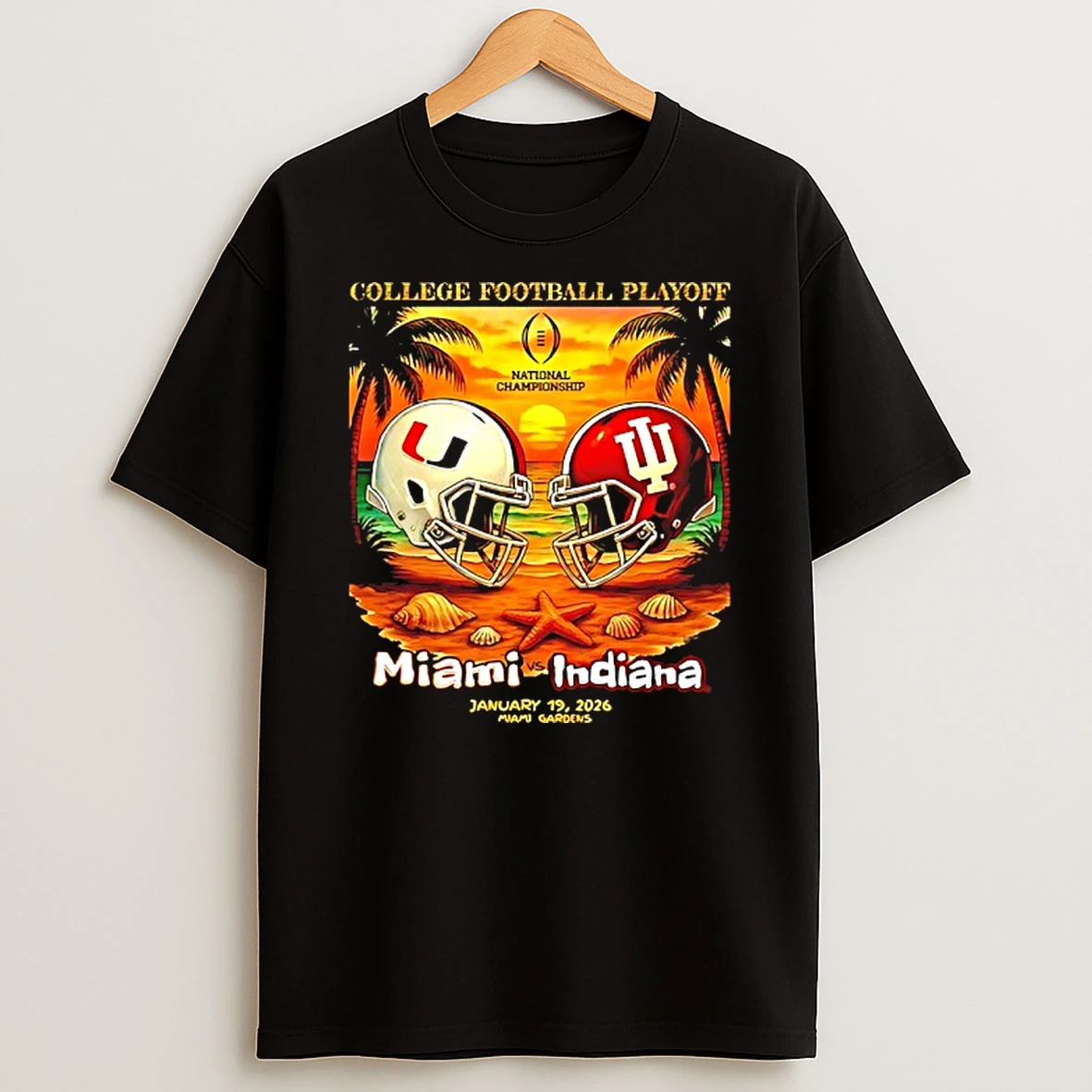 Indiana Hoosiers Vs Miami Hurricanes January 19 2026 College Football National Championship Beach Bound Helmet T Shirt