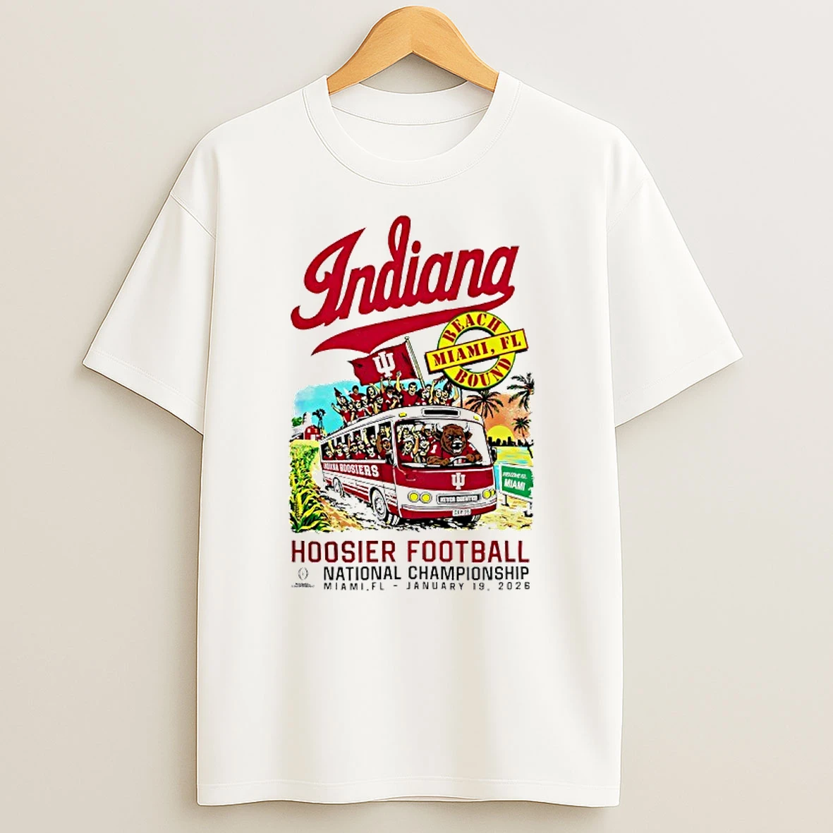 Indiana University Hoosiers 25 26 National Championship Game Bus To Miami T Shirt